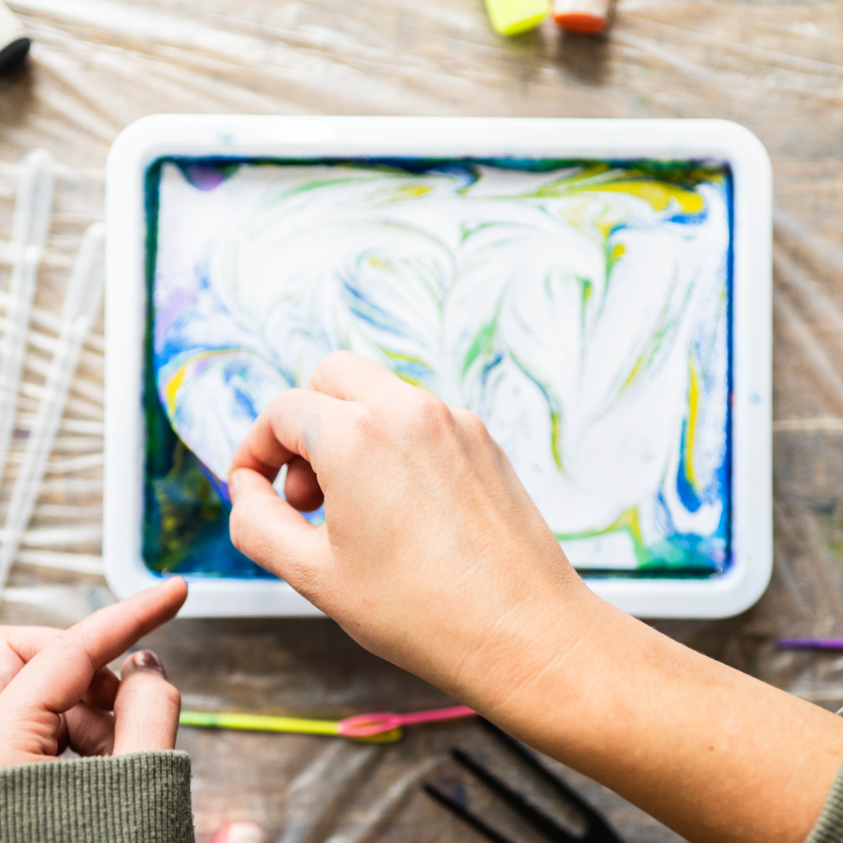 Virtual Water Marbling Craft Class