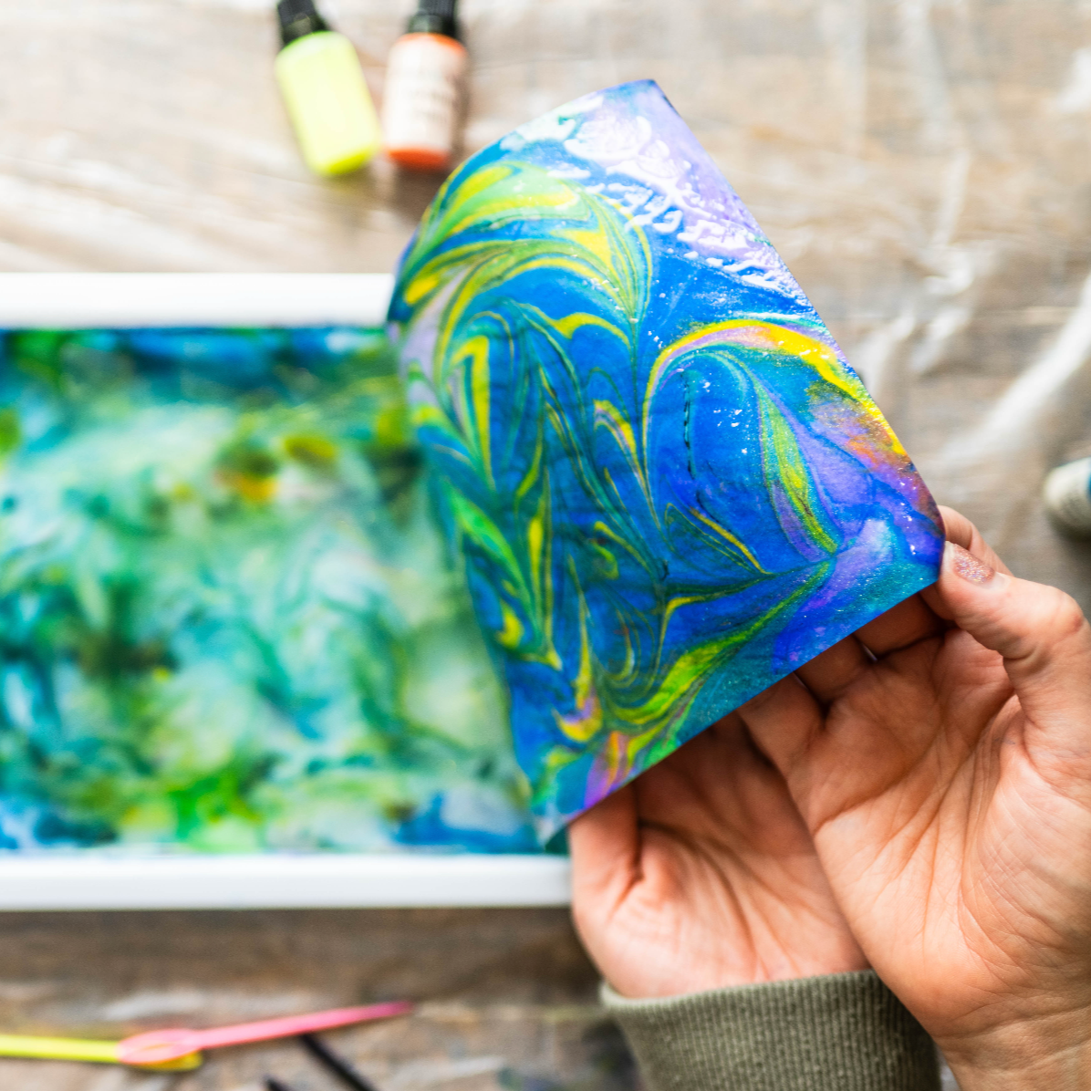 Virtual Water Marbling Craft Class