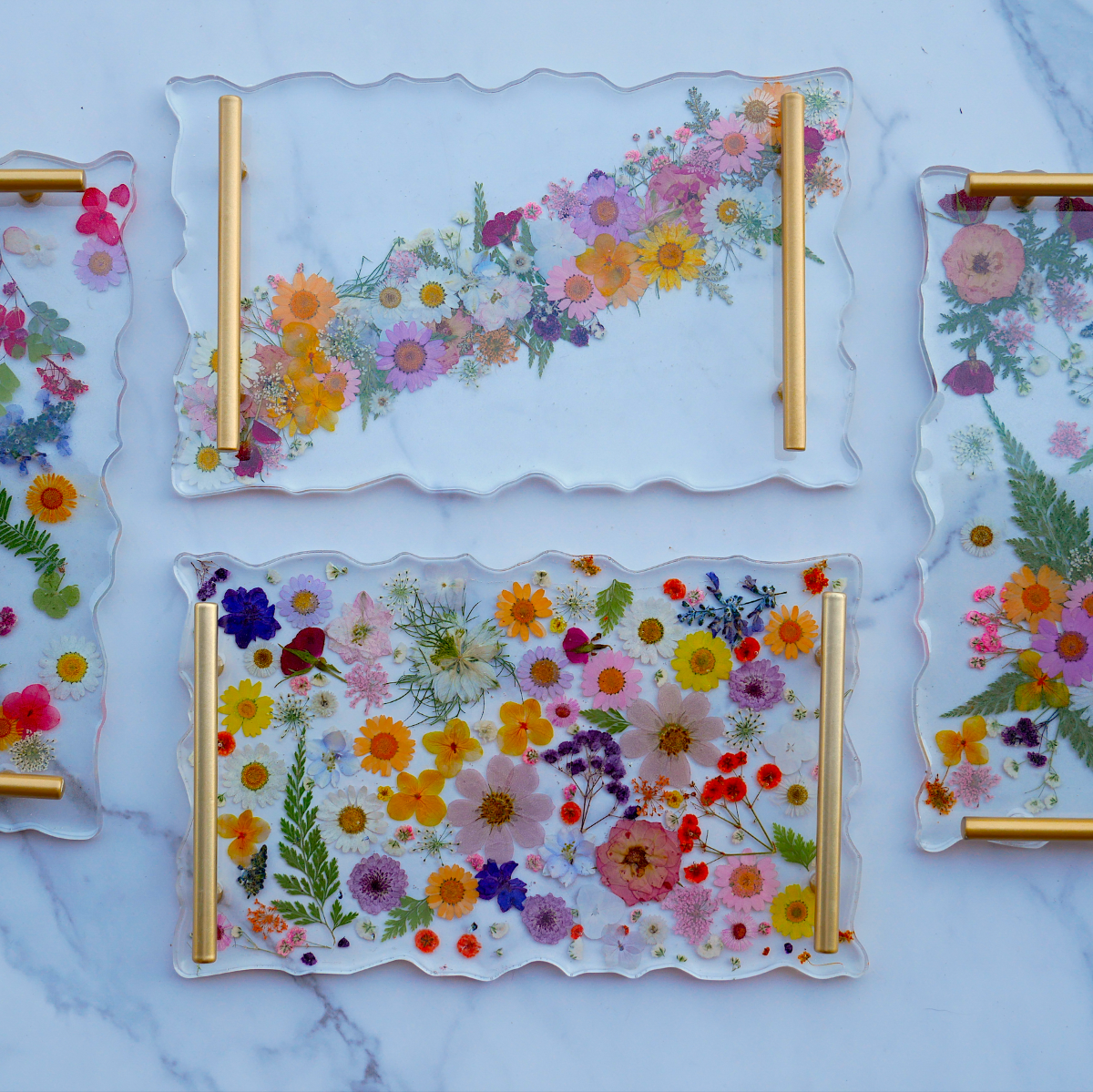 Floral Resin Serving Tray Kit