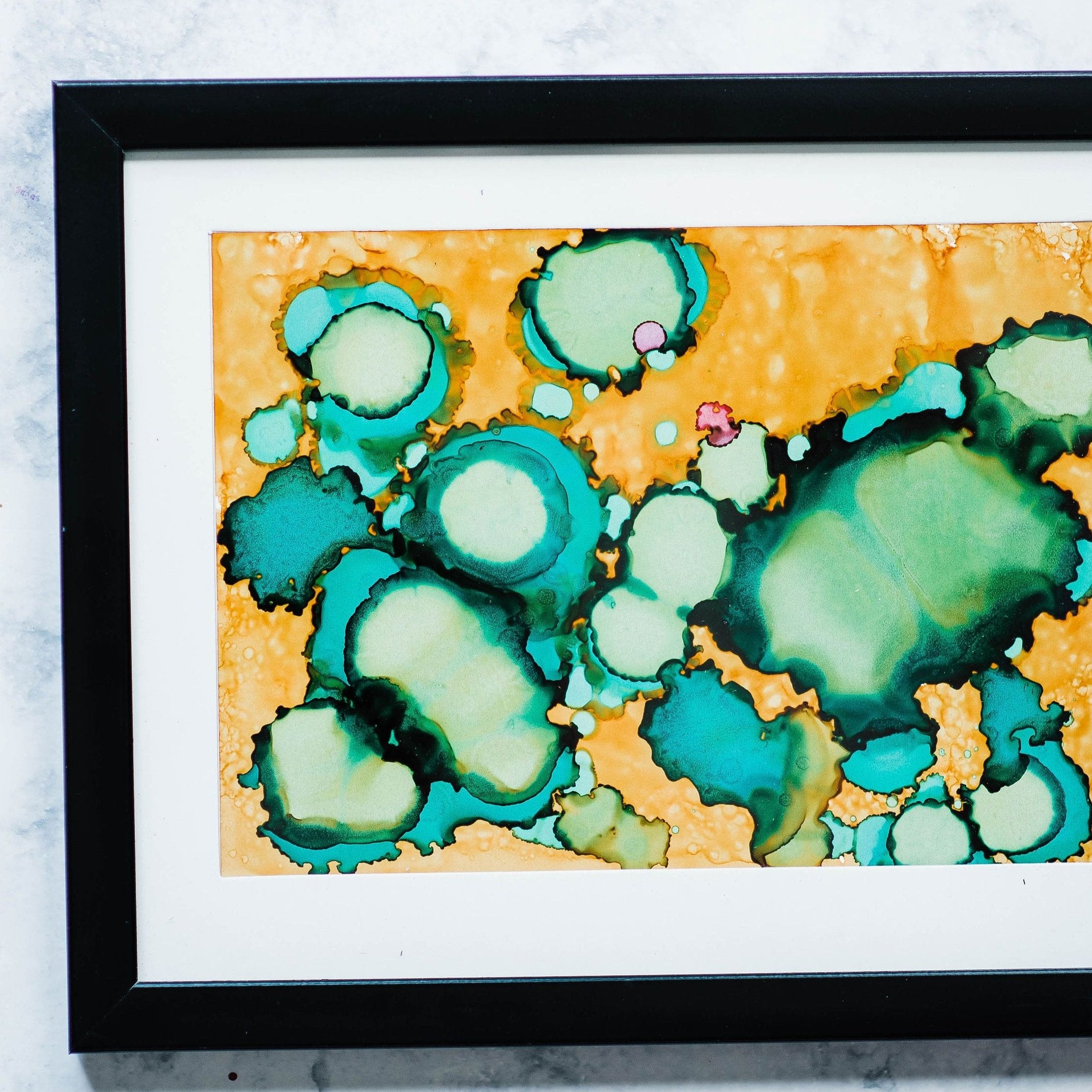 One online of a kind, Wall decor, Original Alcohol Ink on Yupo Paper, 18x22 framed art, modern art, wall art